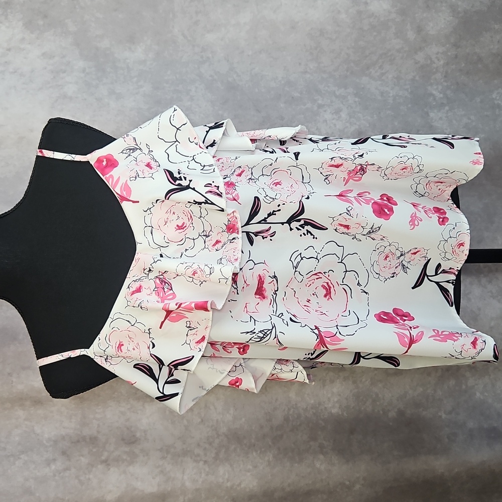 Floral Print Cold Shoulder Blouse Size XL
